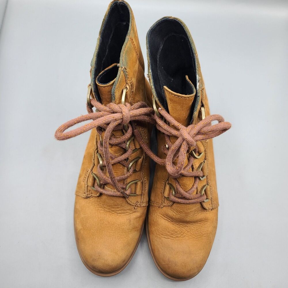 Sorel Phoenix Lace Waterproof Boots Womens US 6 EUR 37 Camel Brown Leather - Picture 7 of 12